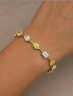 14KT Yellow Gold Mixed Cut Fancy Yellow & White  Diamond Bracelet 8.49ctw - Colorlabdiamonds