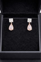 14K white and rose gold fancy pink diamond drop earrings featuring sparkling pink diamonds and elegant design.