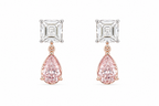 14KT White &  Rose Gold Fancy Pink Diamond Drop Earrings