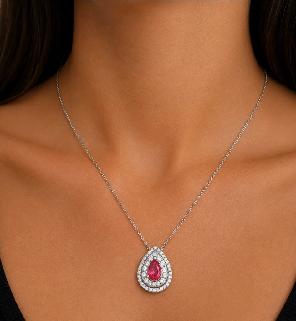 18KT White Gold Fancy Pink Diamond Halo Pendant 1.70ctw