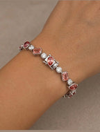 18KT White Gold Fancy Pink Multi Cut Diamond Bracelet 14.25ctw - Colorlabdiamonds