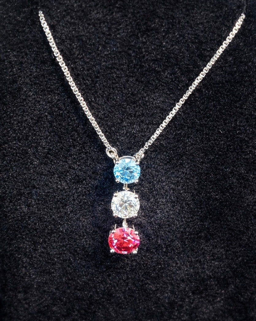 14KT white gold 3-tier fancy color pendant with vibrant gemstones, showcasing elegant jewelry design from Colorlabdiamonds.