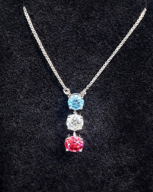 14KT white gold 3-tier fancy color pendant with vibrant gemstones, showcasing elegant jewelry design from Colorlabdiamonds.