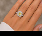 14KT White Gold Fancy Yellow Cushion Diamond Halo Ring 1.79ctw