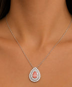 18KT White Gold Fancy Pink Diamond Halo Pendant 0.87ctw - Colorlabdiamonds