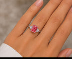 14KT White Gold Fancy Pink Emerlad Cut Diamond Ring 1.20ctw