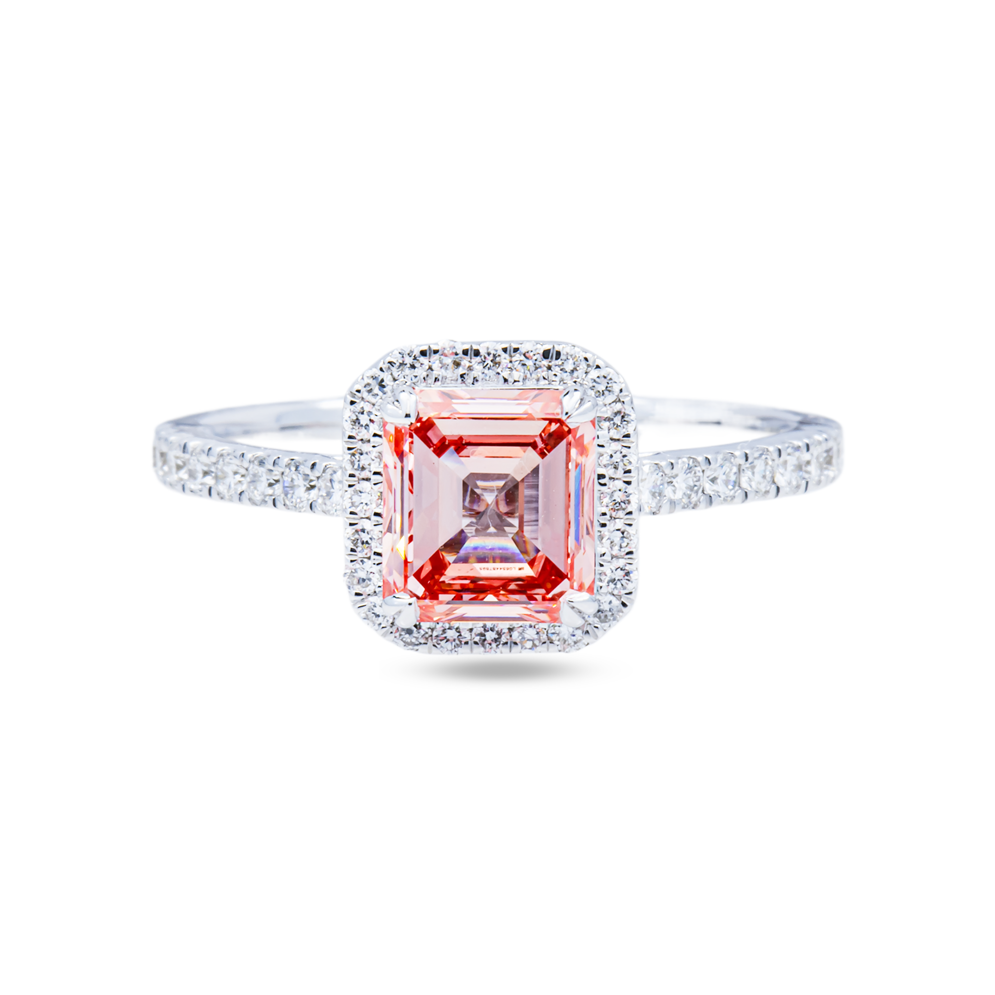 14KT White Gold Fancy Pink Asscher Cut Diamond Ring 1.84ctw