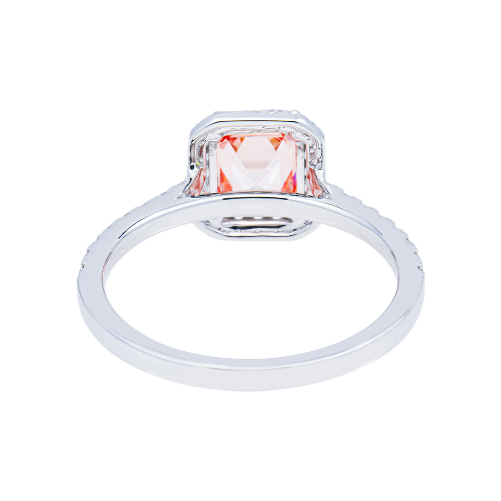 14K white gold fancy pink Asscher cut diamond ring featuring 1.84 carats, elegant jewelry by Colorlabdiamonds