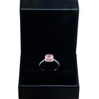 14K white gold fancy pink Asscher cut diamond ring with 1.84 carats from Colorlabdiamonds, showcasing a sparkling pink gemstone.