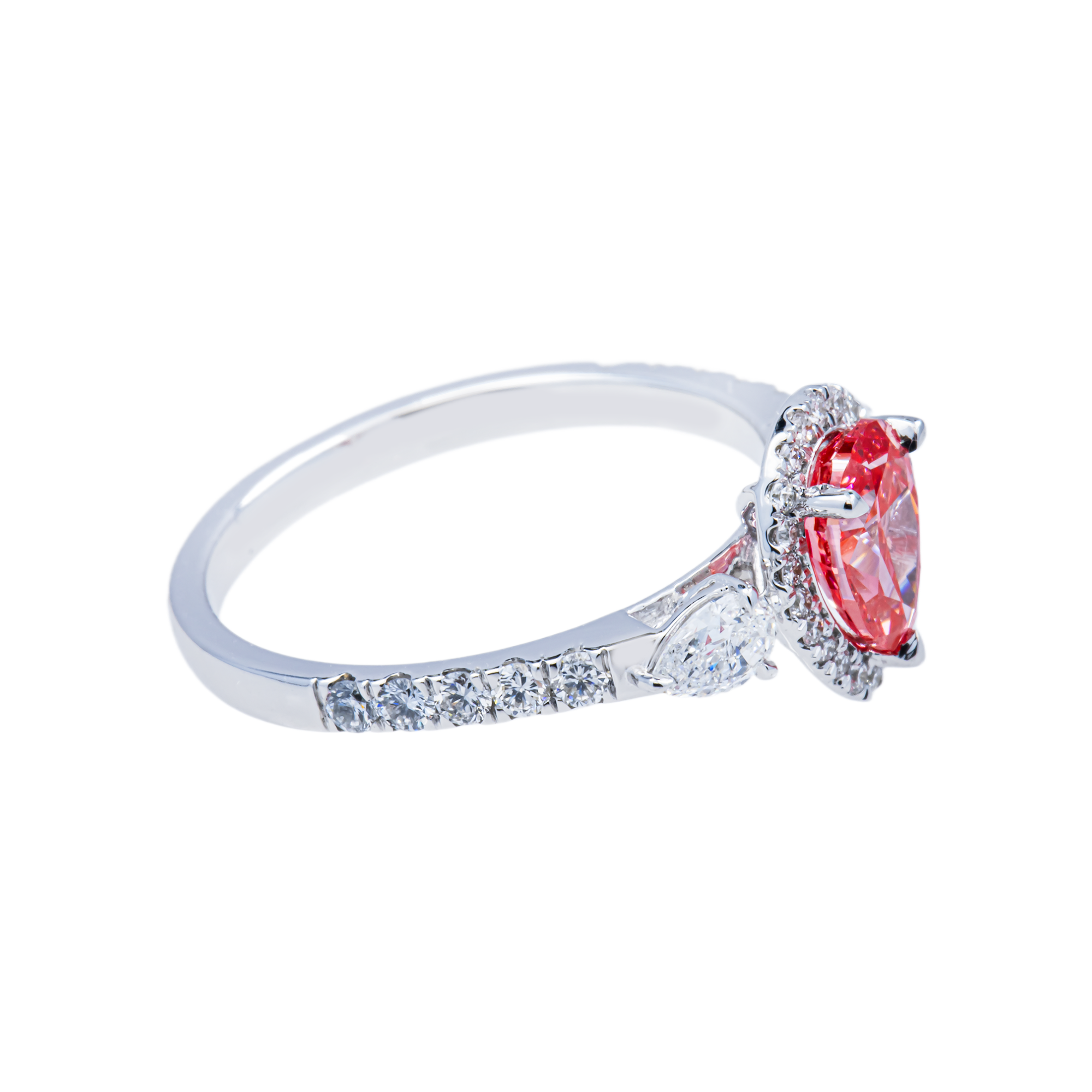 14Kt White Gold Fancy Pink Pear Cut Diamond Ring 1.64 ctw