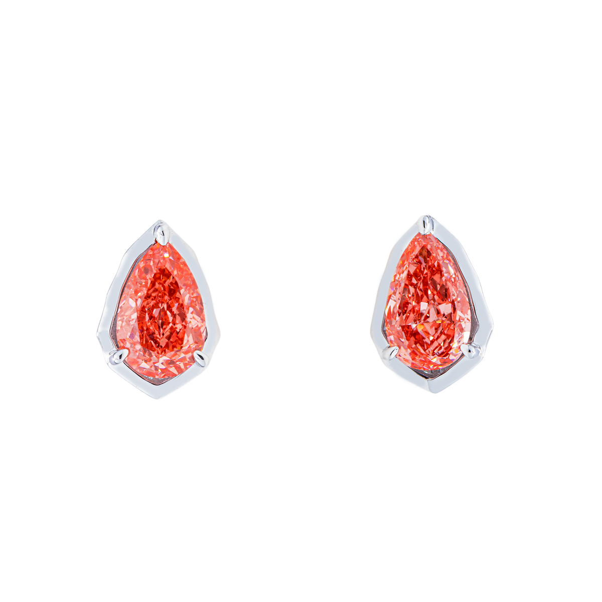 18KT white gold pink diamond pear cut earrings with 1.32ctw from Colorlabdiamonds, featuring elegant jewelry design.