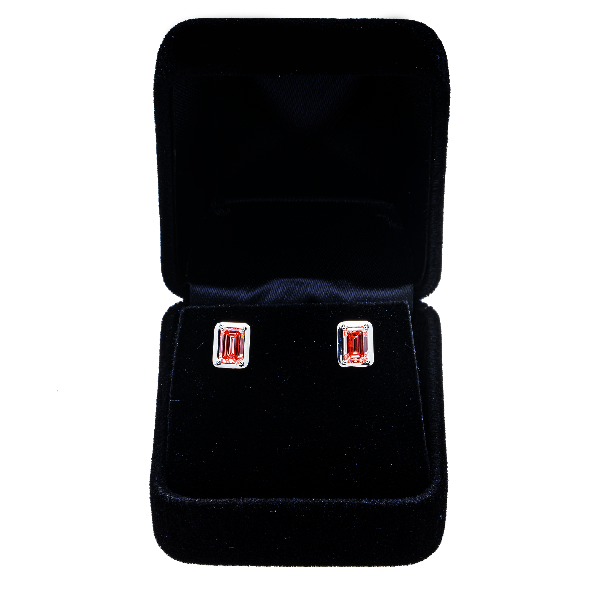 18KT White Gold Fancy Pink Diamond Emerald Cut Stud Earrings 1.23ctw
