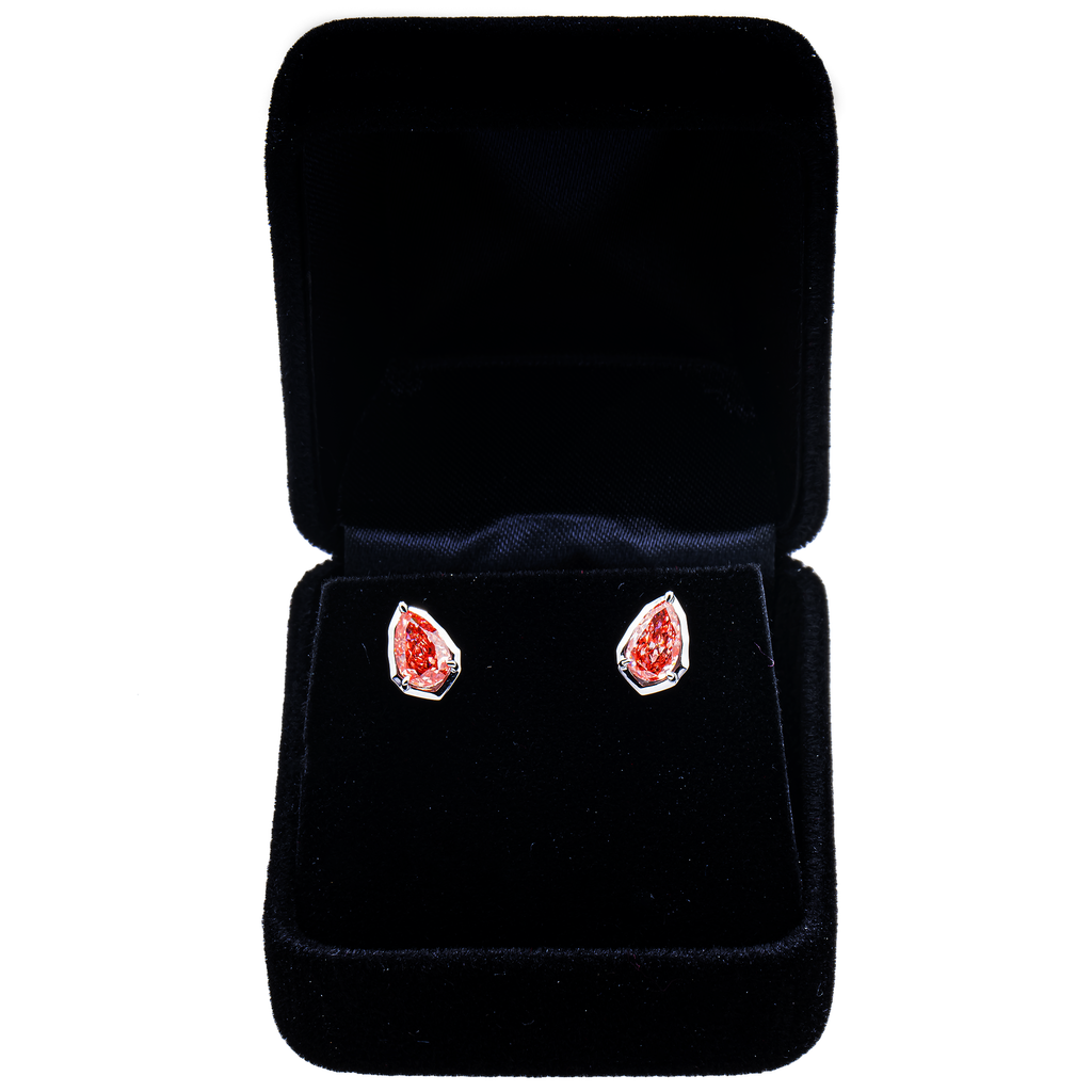 18KT White Gold Pink Diamond Pear Cut Earrings 1.32ctw