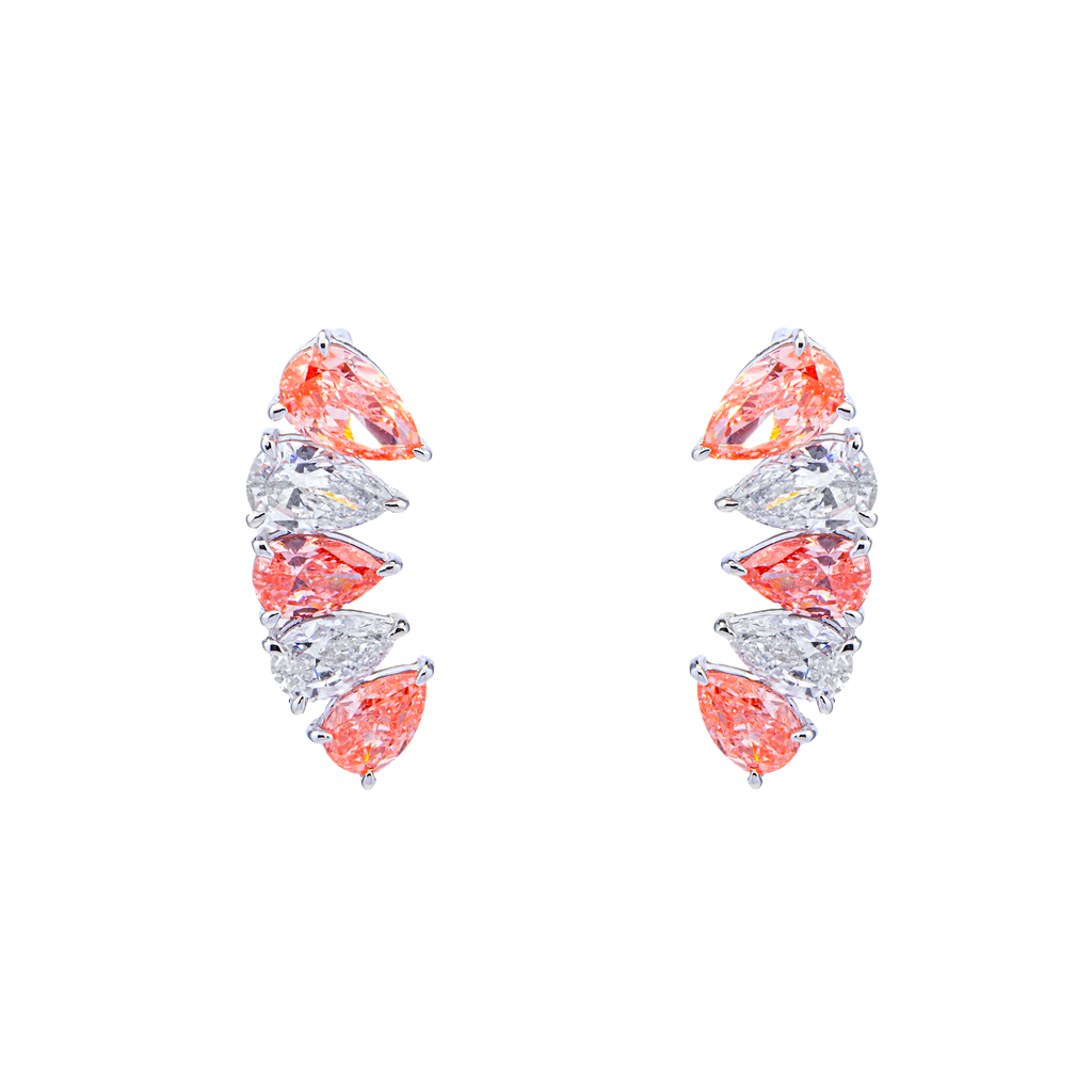 18KT White Gold Fancy Pink Diamond "Earclimber" Earrings 2.39ctw