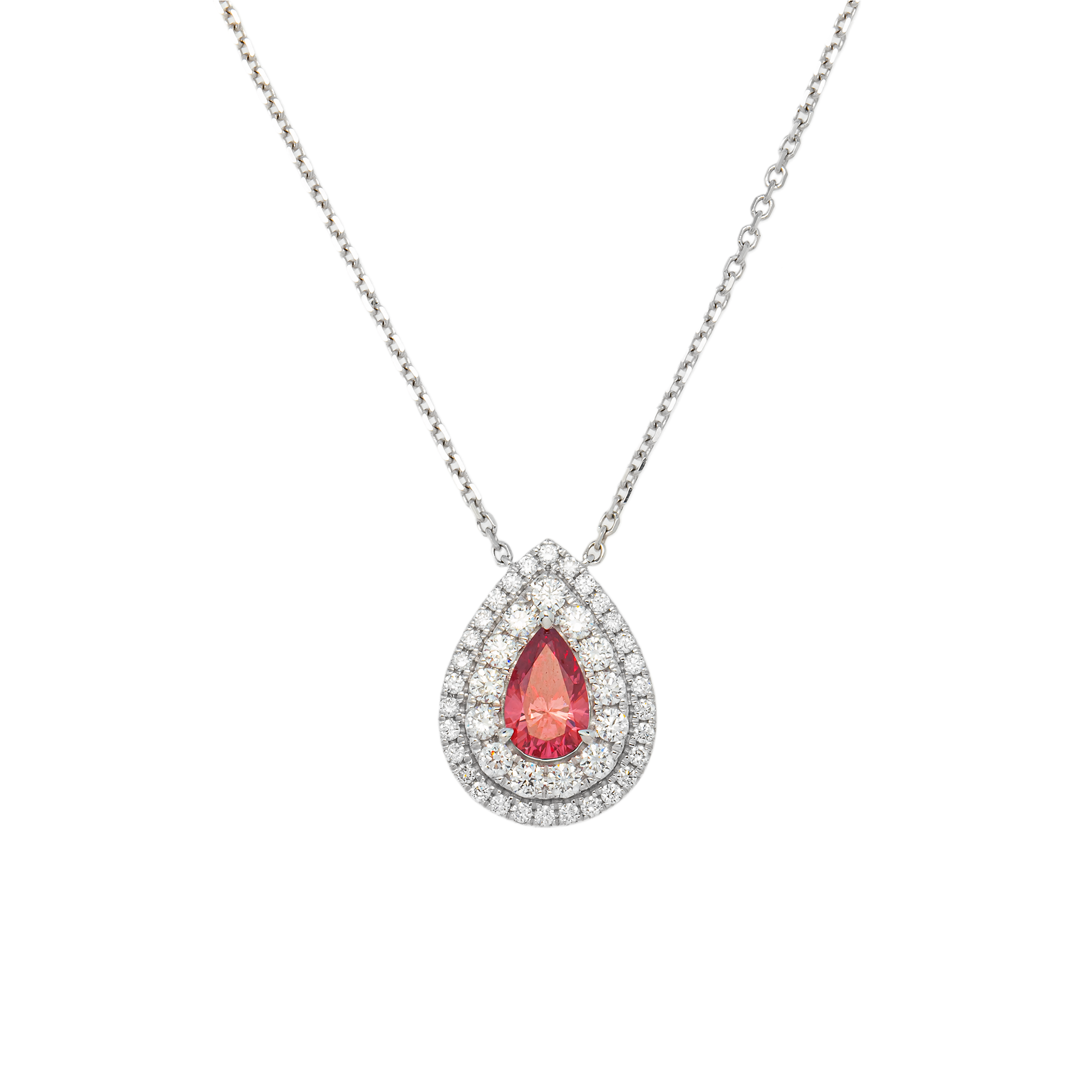 18KT White Gold Fancy Pink Diamond Halo Pendant 1.70ctw