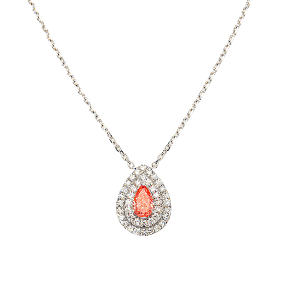 18KT White Gold Fancy Pink Diamond Halo Pendant 0.87ctw
