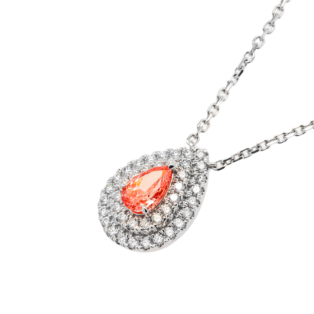 18KT White Gold Fancy Pink Diamond Halo Pendant 0.87ctw