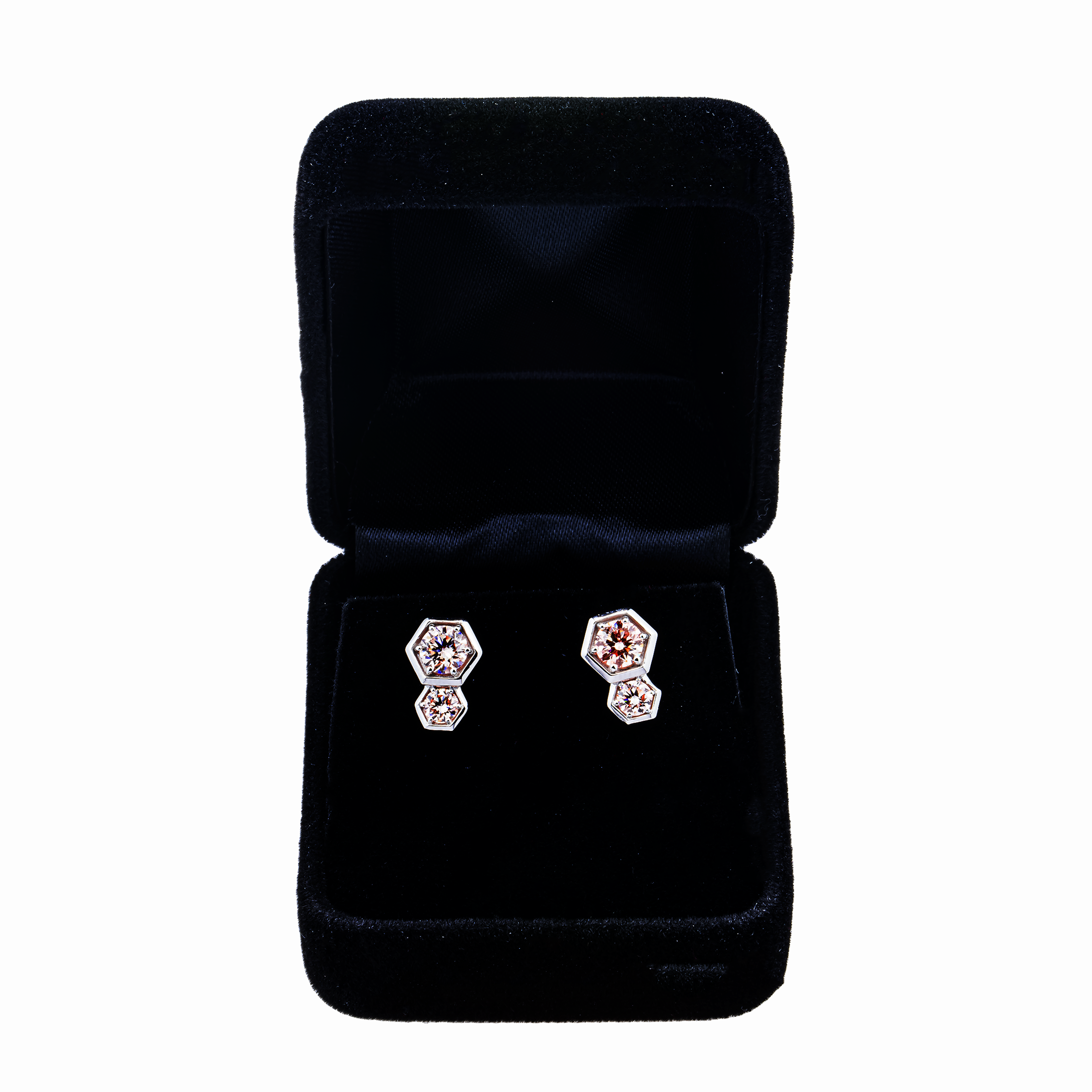 18KT White Gold Fancy Pink Diamond Double  Stud Earrings 1.20ctw