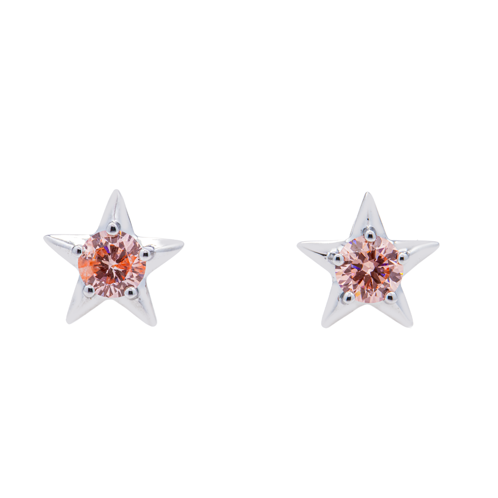 18KT White Gold Round Cut "STAR" Stud Earrings 0.65ctw