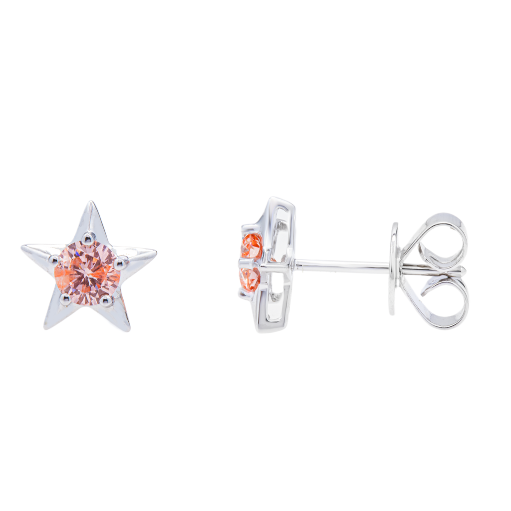 18KT White Gold Round Cut "STAR" Stud Earrings 0.65ctw