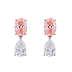14KT Two Tone  Fancy Pink Diamond Drop Earrings 3.65ctw