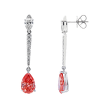 18KT White Gold Fancy Pinkish/Red Drop Diamond Earrings 5.53ctw