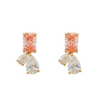14KT yellow gold fancy pink radiant drop earrings with 3.88ctw from Colorlabdiamonds featuring elegant, sparkling jewelry design