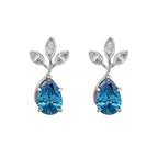 Colorlabdiamonds 18K white gold fancy blue pear cut earrings with 2.43ctw featuring elegant gemstone design and craftsmanship.