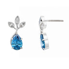 Colorlabdiamonds 18K white gold fancy blue pear cut earrings with 2.43ctw featuring elegant, vibrant blue gemstone drops.