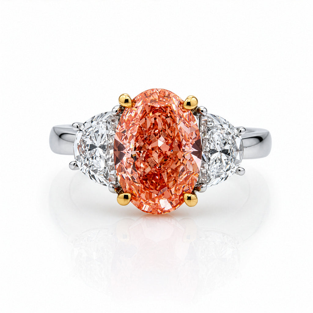 18k white gold fancy pink oval cut diamond ring with 5.64ctw from Colorlabdiamonds, showcasing the elegant pink gemstone and gold band.
