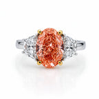 18k white gold fancy pink oval cut diamond ring with 5.64ctw from Colorlabdiamonds, showcasing the elegant pink gemstone and gold band.