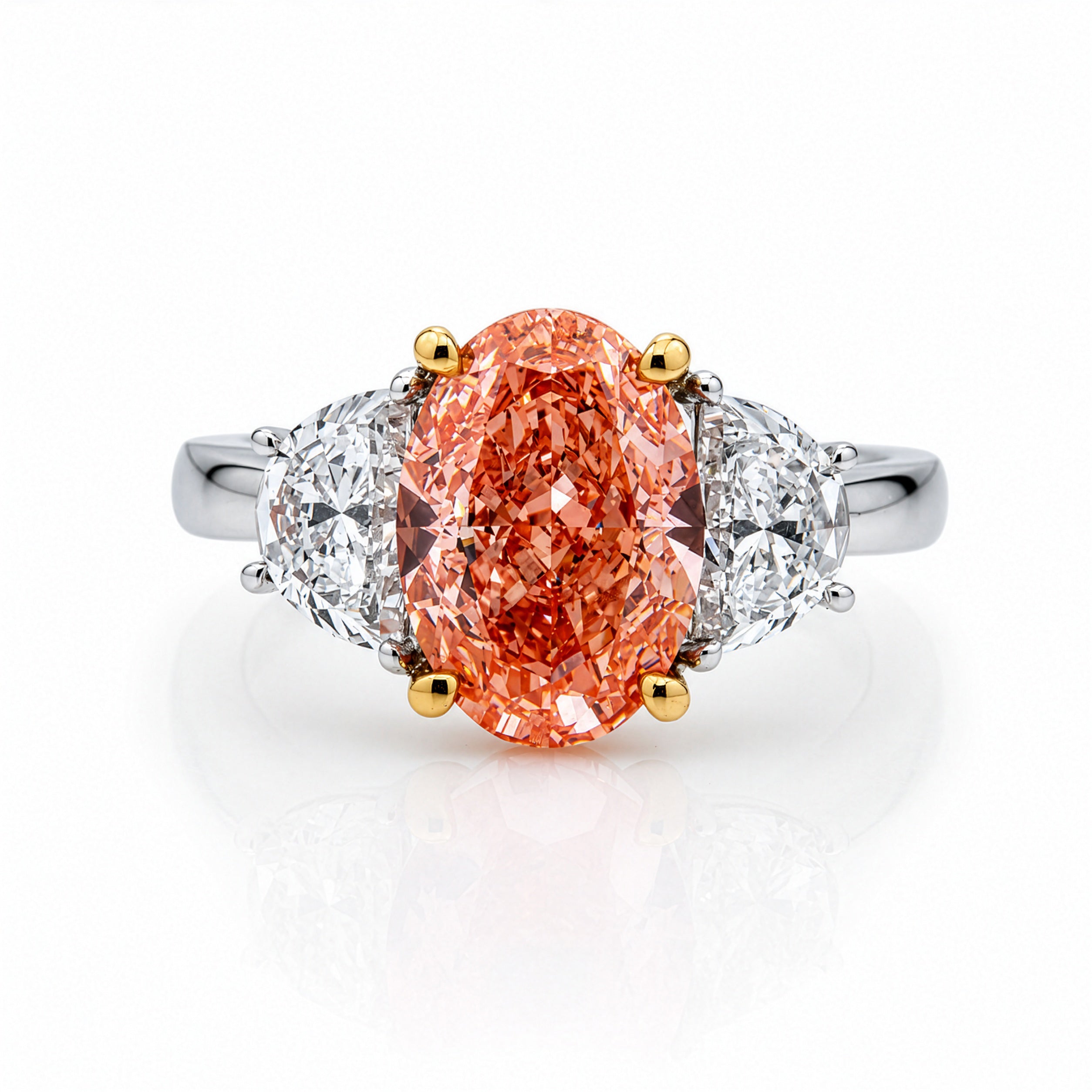 18k white gold fancy pink oval cut diamond ring with 5.64ctw from Colorlabdiamonds, showcasing the elegant pink gemstone and gold band.