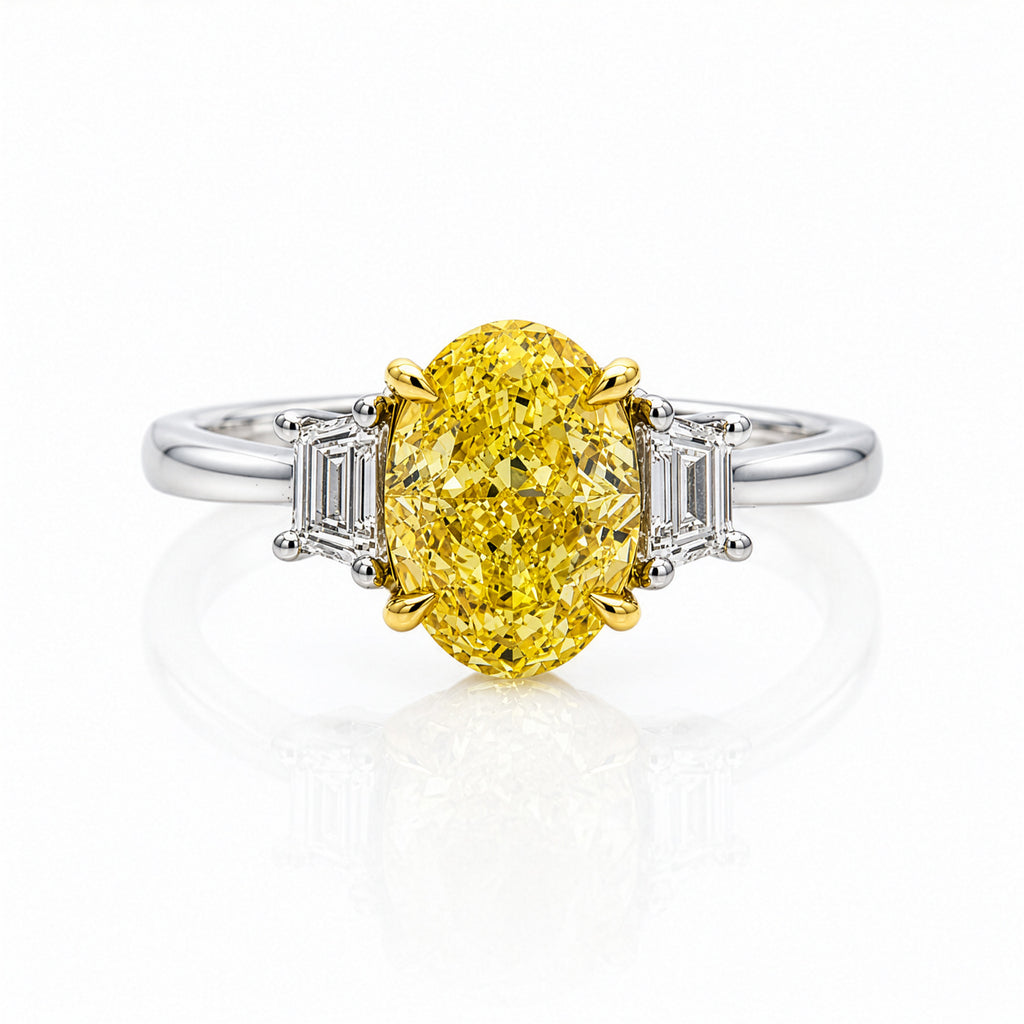 18K white gold fancy pink diamond ring with an oval cut 2.54ctw center stone, showcasing elegant jewelry design.