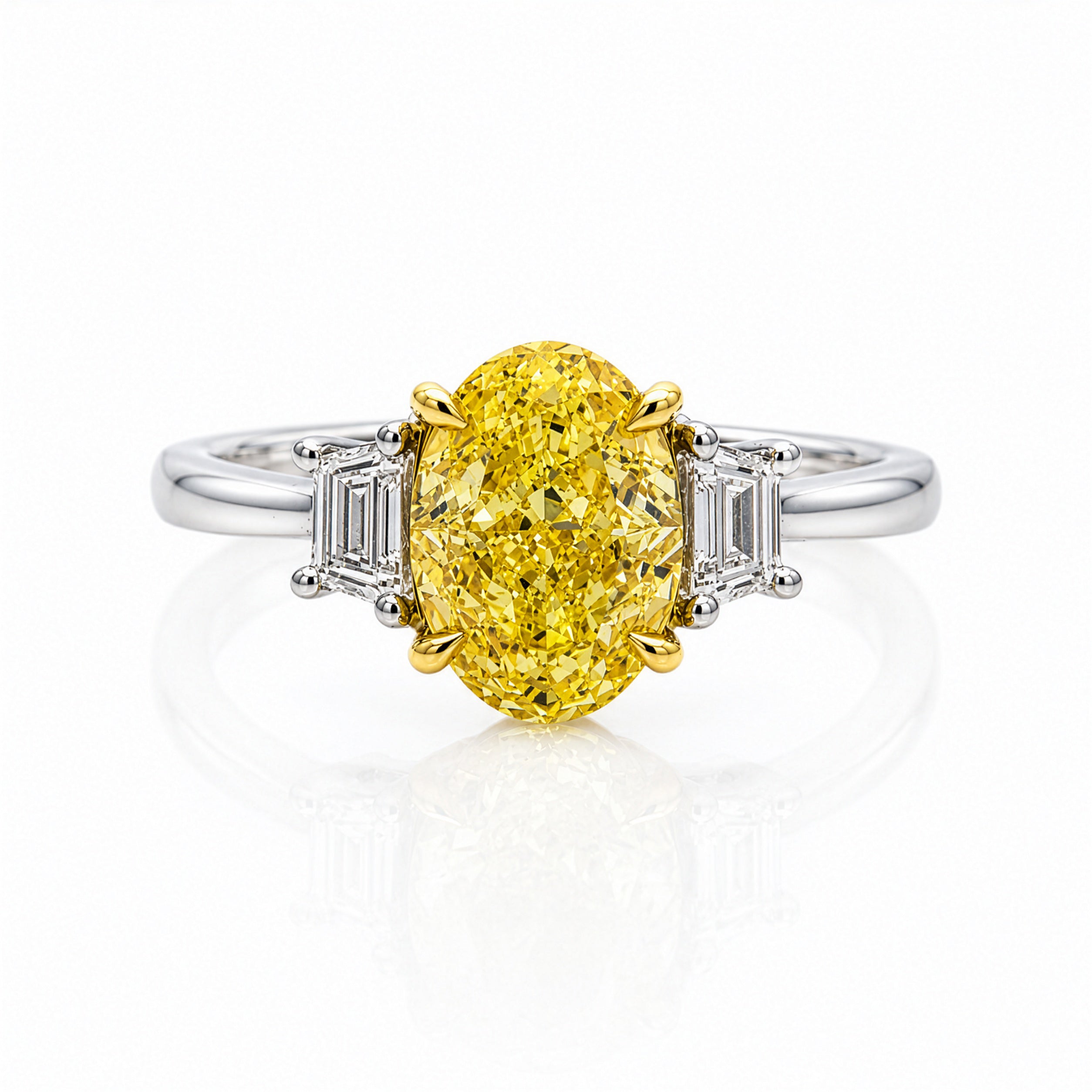 18K white gold fancy pink diamond ring with an oval cut 2.54ctw center stone, showcasing elegant jewelry design.