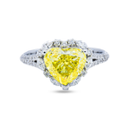 14K white gold fancy yellow heart diamond halo ring with pave setting and 3.69ctw from Colorlabdiamonds