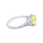 14K white gold fancy yellow heart diamond halo ring with pave setting and 3.69ctw from Colorlabdiamonds, showcasing the intricate design.