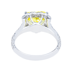 14K white gold fancy yellow heart diamond halo ring with pave setting and 3.69ctw from Colorlabdiamonds, showcasing detailed design.