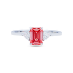 14KT White Gold Fancy Pink Emerlad Cut Diamond Ring 1.20ctw