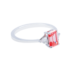 14KT White Gold Fancy Pink Emerlad Cut Diamond Ring 1.20ctw