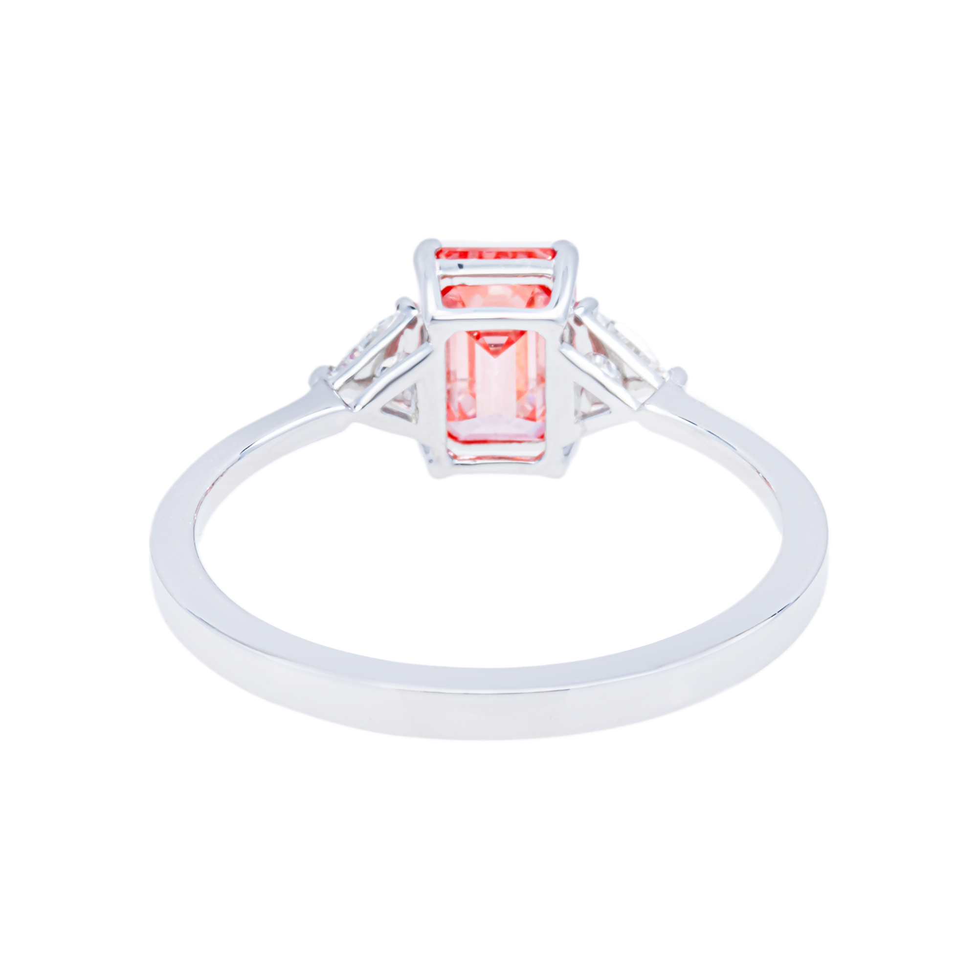 14KT White Gold Fancy Pink Emerlad Cut Diamond Ring 1.20ctw