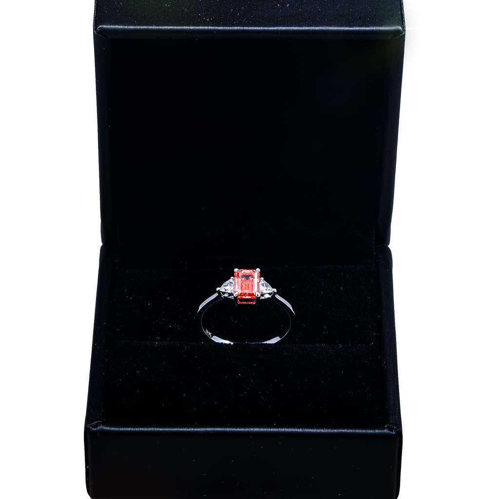 14KT White Gold Fancy Pink Emerlad Cut Diamond Ring 1.20ctw