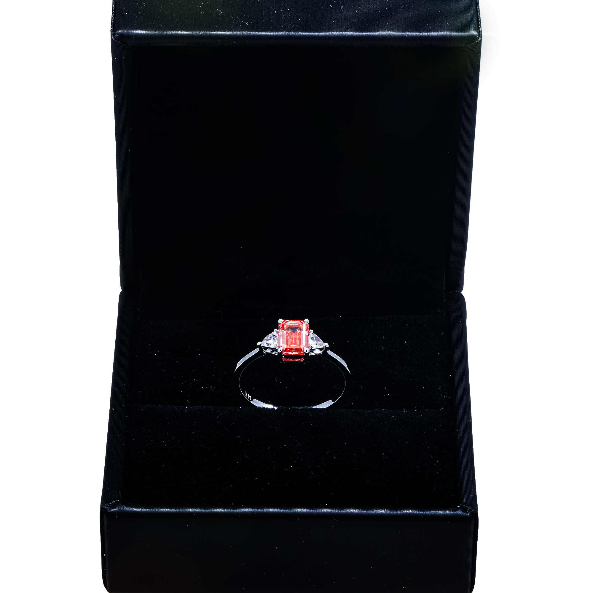 14KT White Gold Fancy Pink Emerlad Cut Diamond Ring 1.20ctw