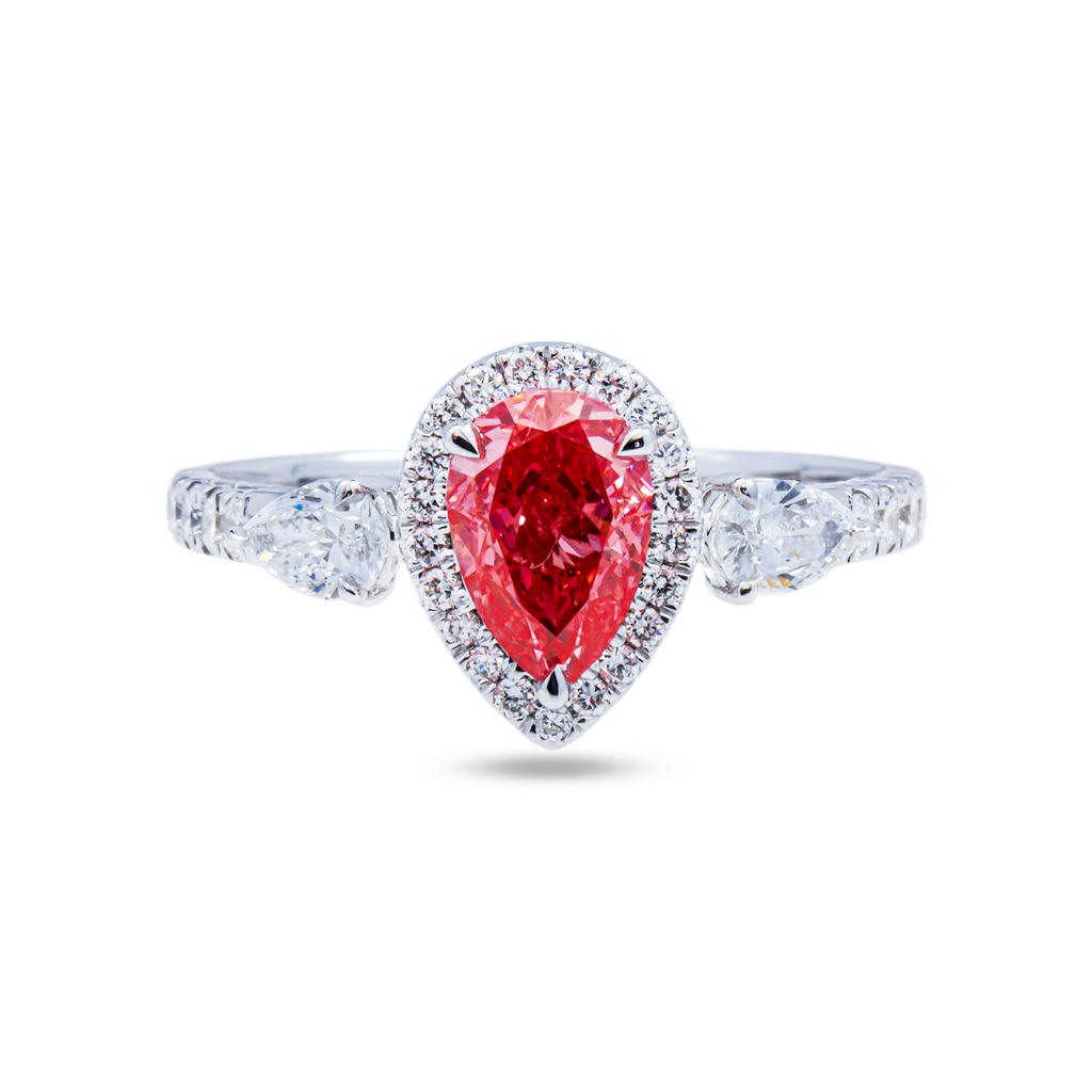 14Kt White Gold Fancy Pink Pear Cut Diamond Ring 1.64 ctw