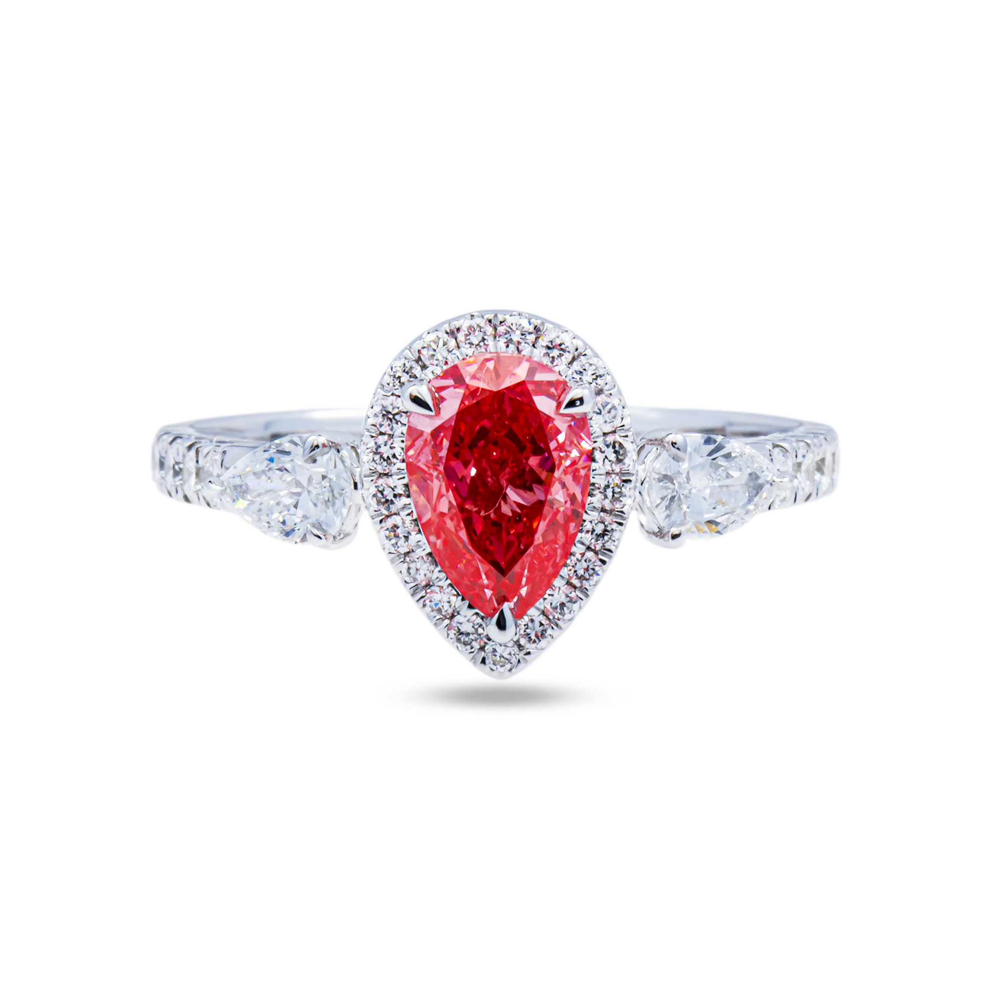 14Kt White Gold Fancy Pink Pear Cut Diamond Ring 1.64 ctw