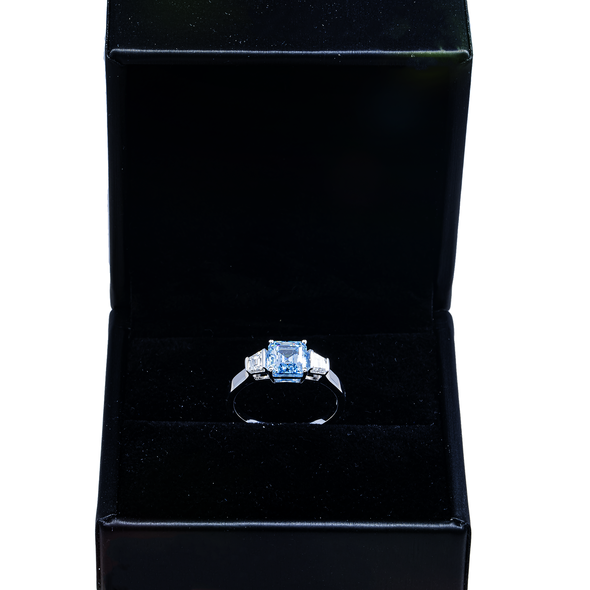 14KT White Gold Fancy Blue Asscher Cut Diamond Ring 1.97ctw