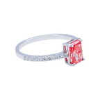 14K white gold diamond ring with a vivid pink radiant cut diamond, 1.19 carats, from Colorlabdiamonds.