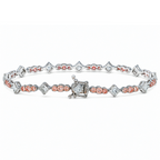 18K white gold diamond bracelet with pink round and princess cut diamonds, 4.50 carats, from Colorlabdiamonds.