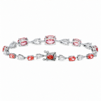 18K white gold bracelet featuring pink oval and white pear-cut diamonds, totaling 11.18 carats, from Colorlabdiamonds.