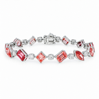 18KT white gold bracelet by Colorlabdiamonds featuring pink multi-cut diamonds totaling 14.25 carats, elegant and sparkling jewelry piece.