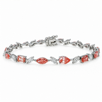 18KT white gold diamond bracelet with pink pear, marquise, and emerald cut diamonds from Colorlabdiamonds.